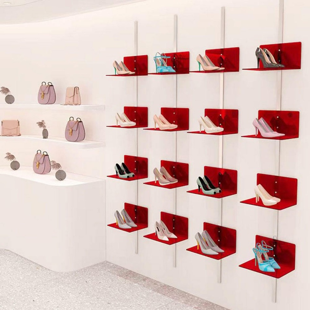wall-mounted-red-acrylic-floating-shoe-display-shelves-retail-store-rack