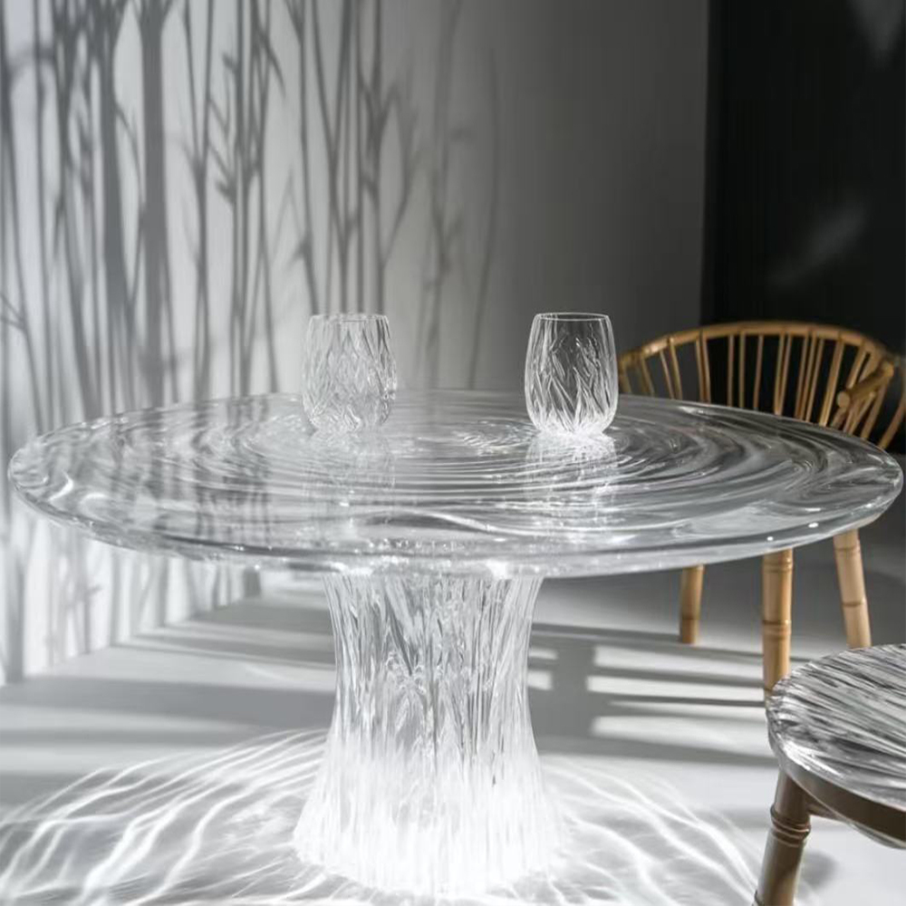 Clear Acrylic Water-Ripple Dining Table