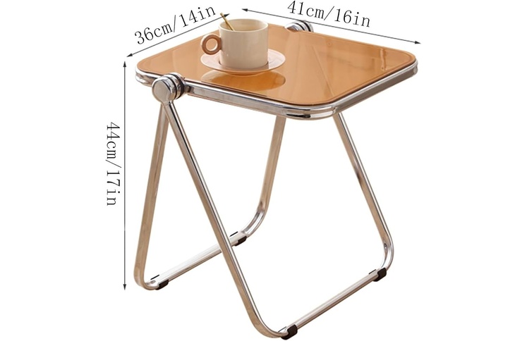 amber-acrylic-folding-side-table-chrome-legs-dimensions