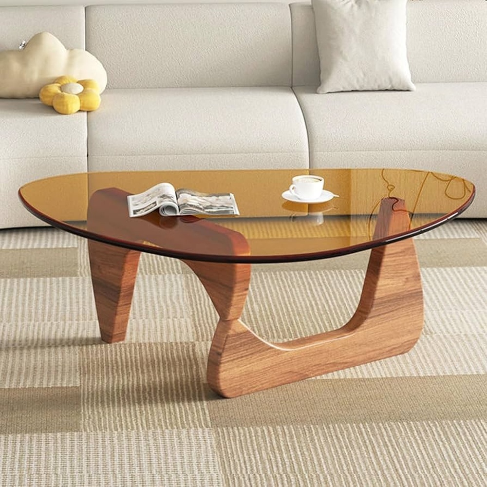 amber-glass-triangle-coffee-table-wooden-sculptural-base