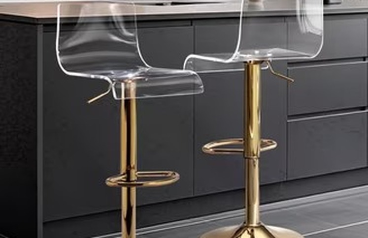 clear-acrylic-swivel-barstools-gold-base-kitchen