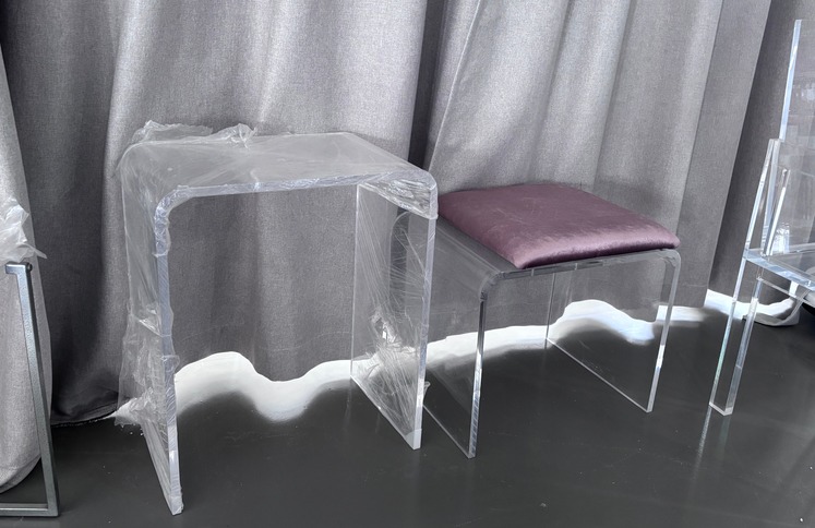 clear-acrylic-waterfall-vanity-stool-purple-cushion
