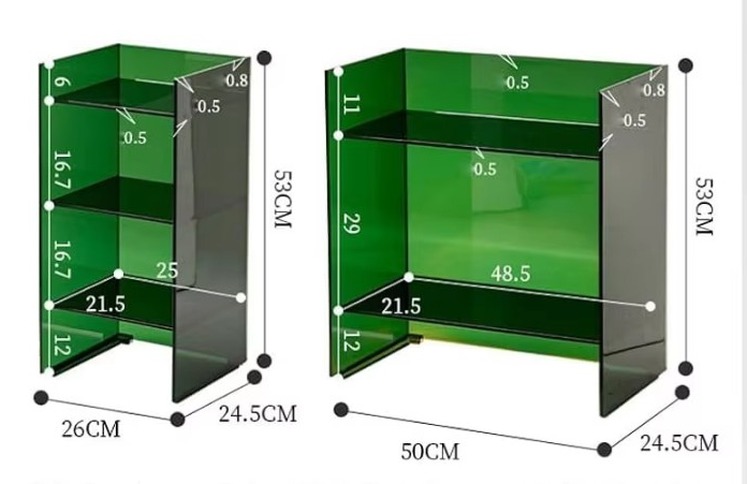 green-acrylic-desktop-shelf-dimensions-diagram