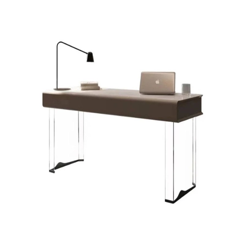 modern-beige-lacquer-desk-clear-acrylic-legs