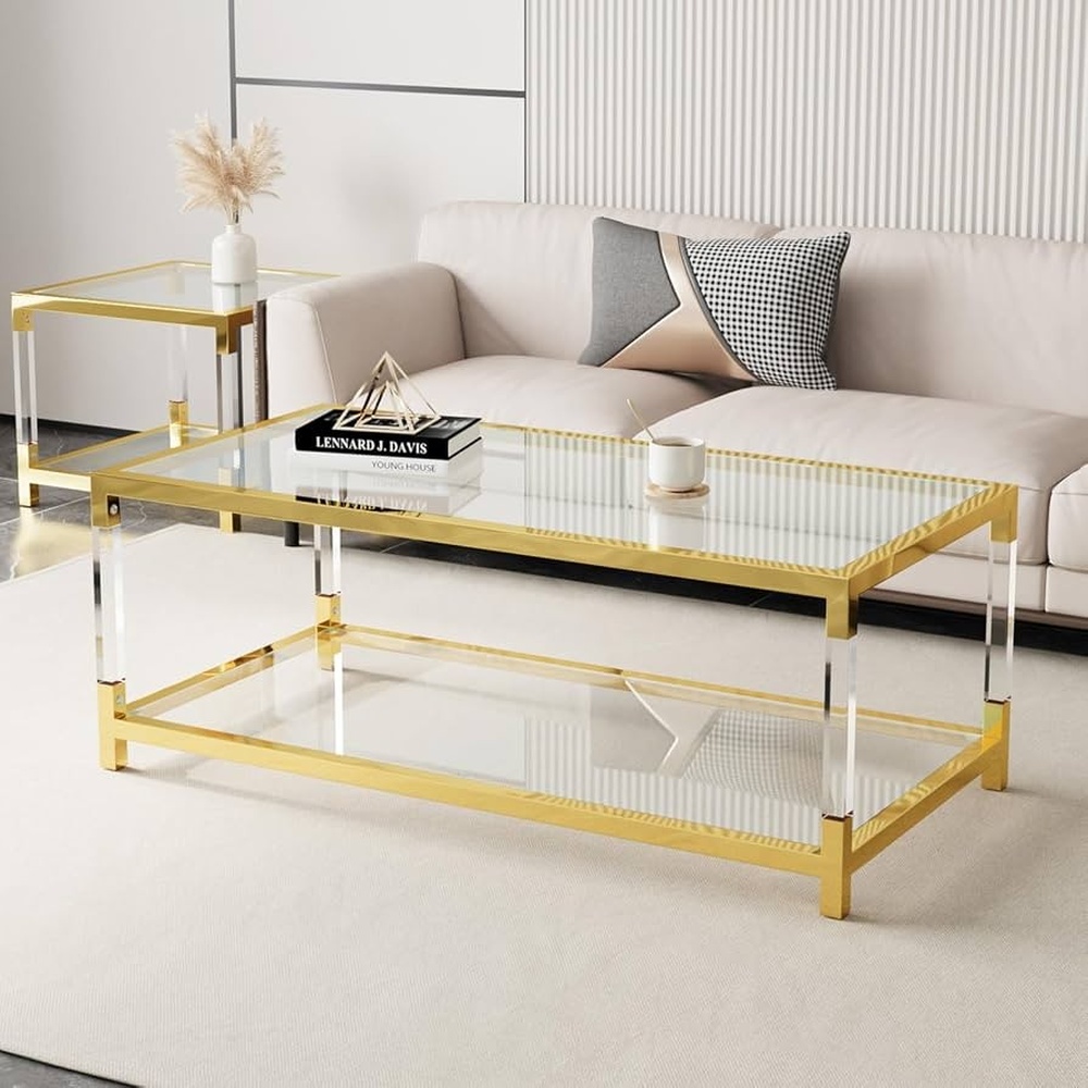 modern-gold-metal-acrylic-glass-2-tier-coffee-table