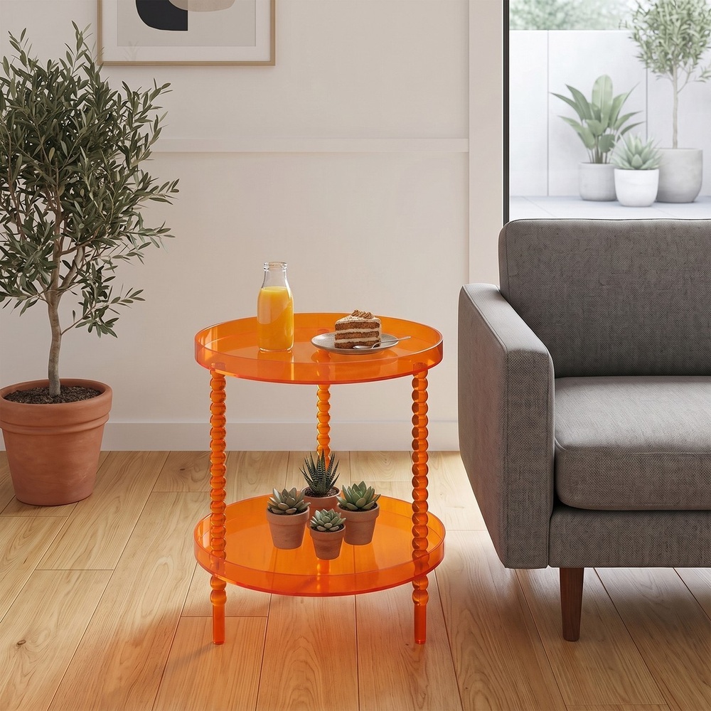 orange-acrylic-2-tier-round-end-table-beaded-legs