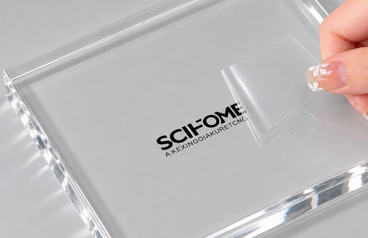 peeling-protective-film-polished-acrylic-block