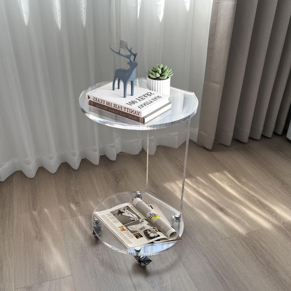 round-clear-acrylic-two-tier-rolling-side-table