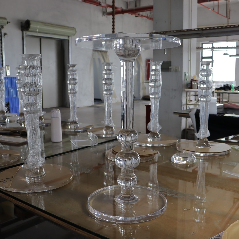 turned-beaded-acrylic-table-pedestals-factory