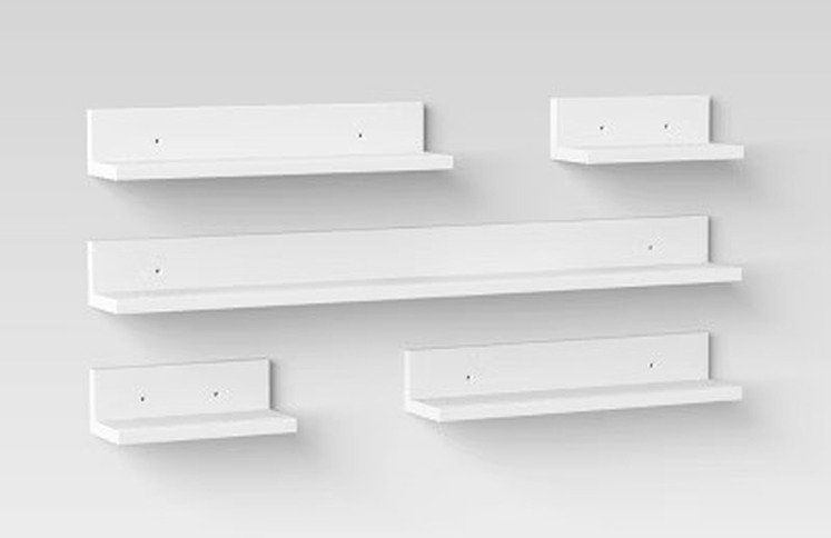 white-floating-picture-ledge-shelves-set-of-5