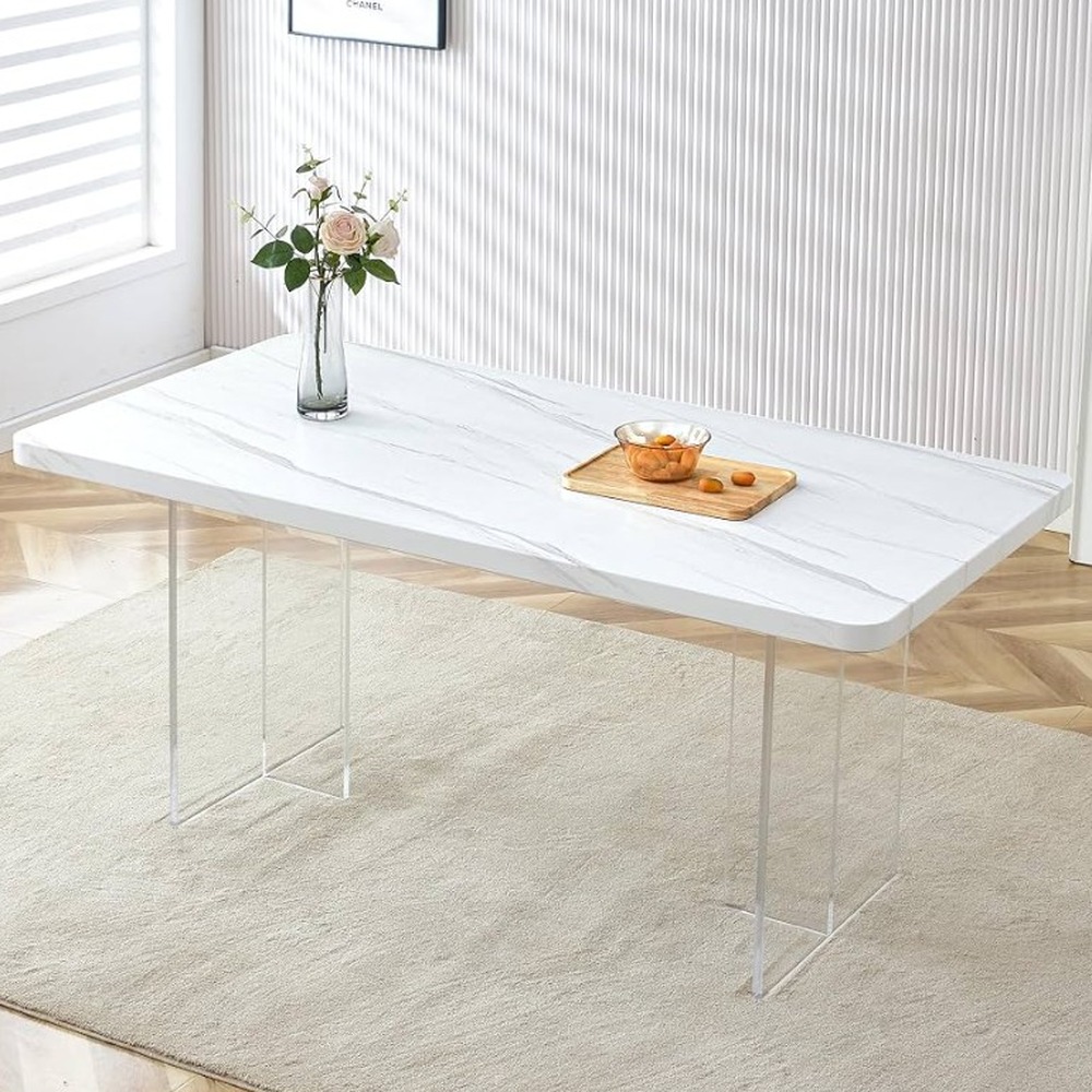 white-stone-top-dining-table-clear-acrylic-legs