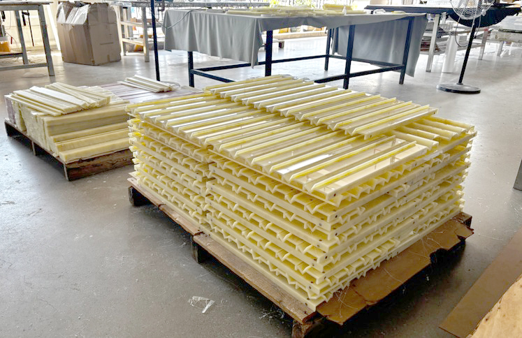 yellow-marble-acrylic-mahjong-racks-stacked-pallet
